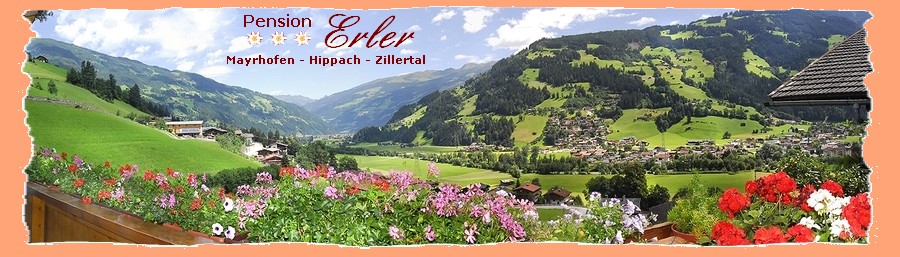 Pension Erler - Urlaub - Mayrhofen - Hippach - Zillertal - Sommerurlaub - Wanderurlaub - Mountainbiken - Aussicht Balkon Sommer